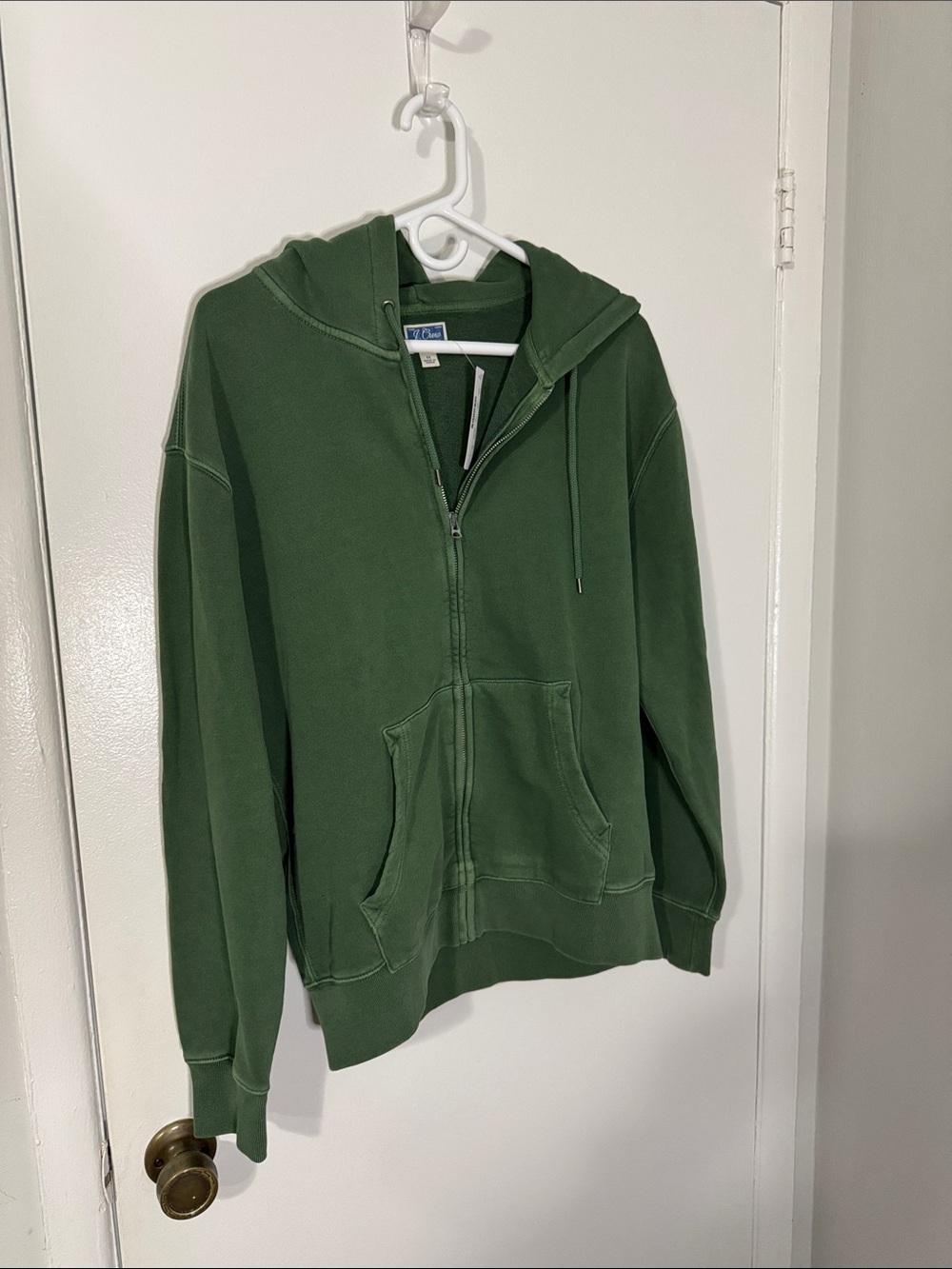 J. Crew Men's Medium Vintage Fleece Forest Green Full-Zip Hoodie NWT